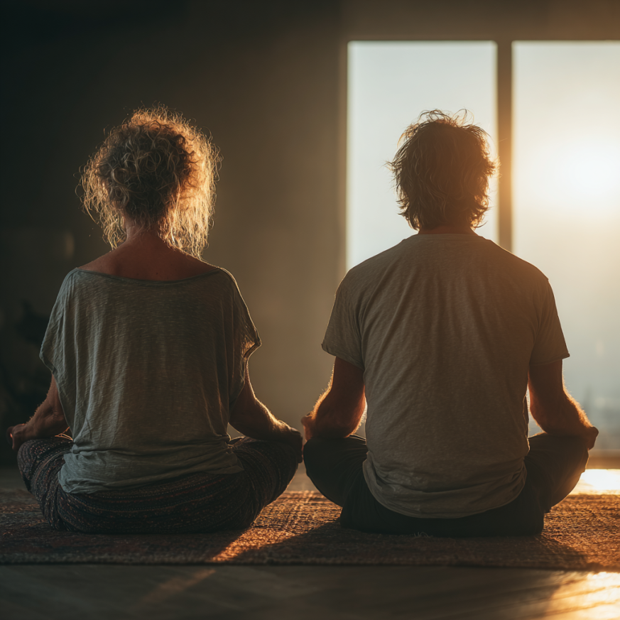 Instructor de yoga lucrând cu seniori